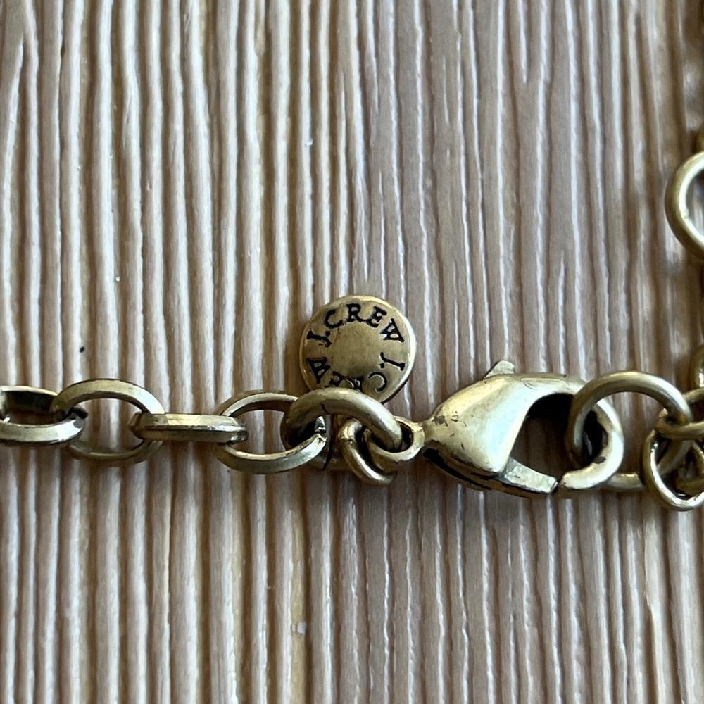 J Crew Gem Statement Necklace Coral Gray Crystal Gold Tone - Picture 5 of 8